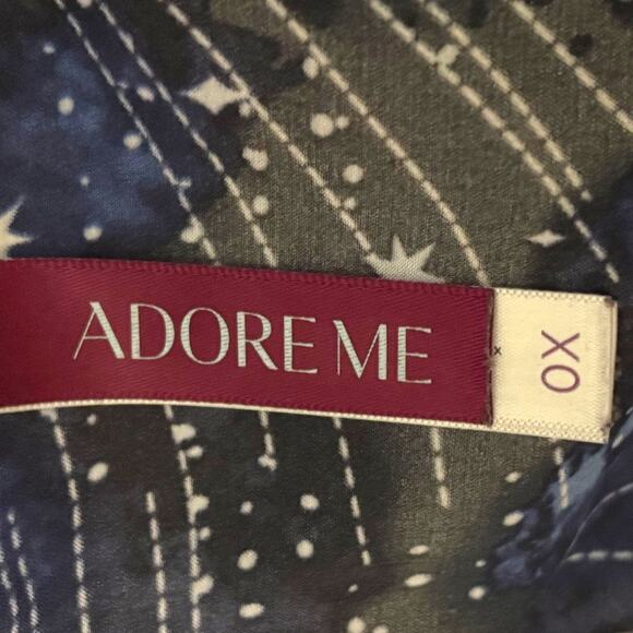 Adore Me Lounge/Pajama Top - 0X -Blue Abstract Star Print - Silky w/ Lace Detail - Picture 9 of 14